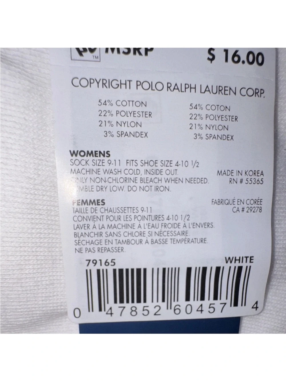 Polo by Ralph Lauren White Crew Socks with Bear Graphic and Red Trim